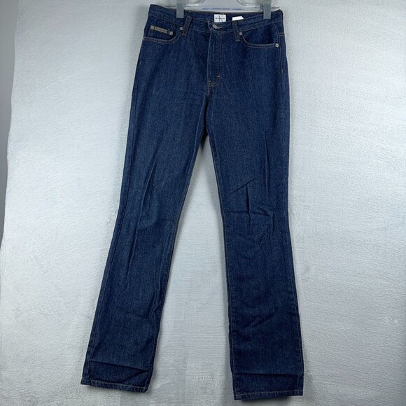 Calvin Klein Bootcut Jeans Embroidered Pockets High Rise Women's Size 7 Blue - Picture 1 of 11